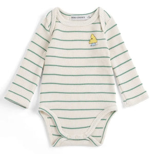 Bobo Choses - Striped Ribbed Organic Cotton Bodysuit | Ecru