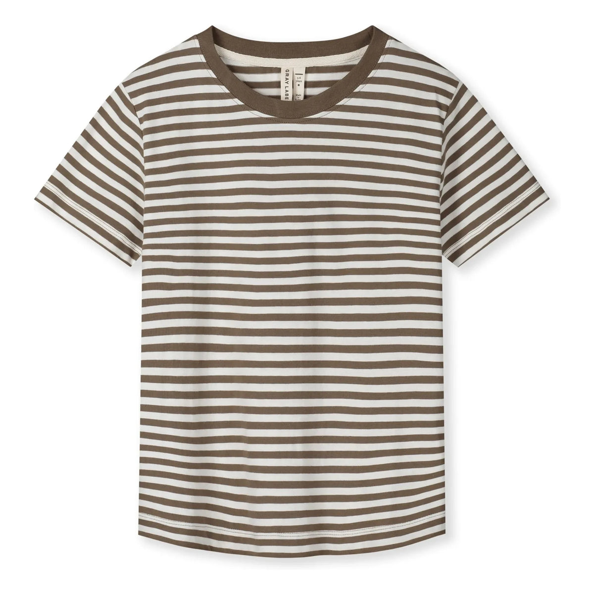 Gray Label - Oversized Striped Organic Cotton T-shirt | Khaki Brown
