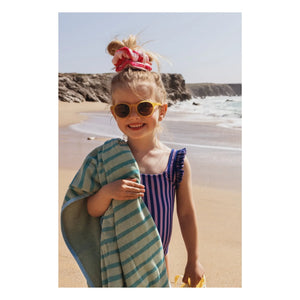 Jera Mini - Striped Ruffled Swimsuit | Navy Blue