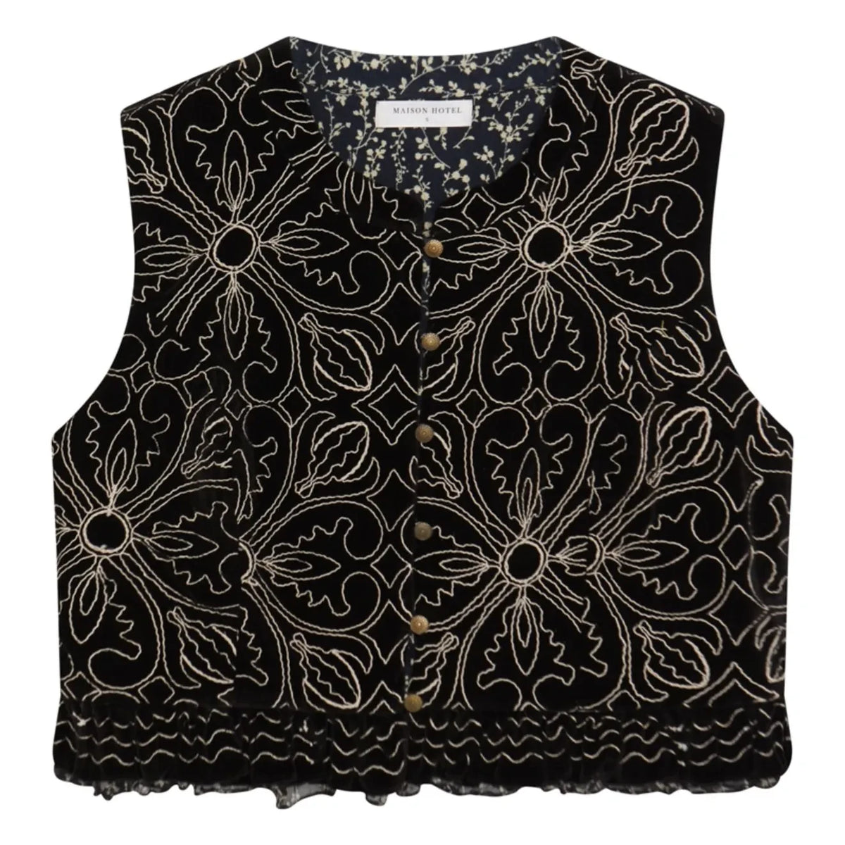 Maison Hotel - Night Lilly Marceline Velvet Sleeveless Vest | Black
