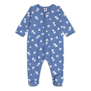 Petit Bateau - Dors Bien Cœurs organic cotton fleece pajamas | Blue