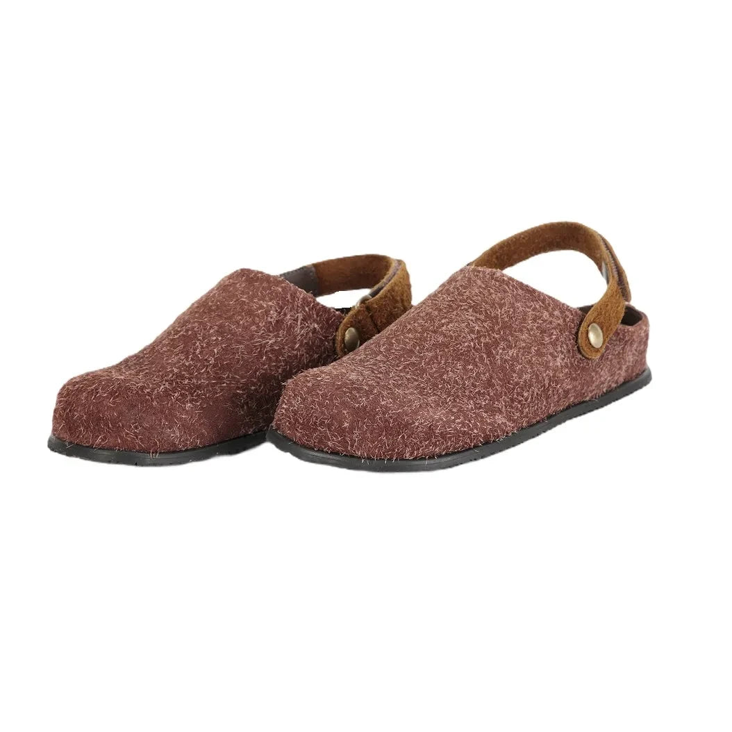 Bobo Choses - Garden Fur Leather Slippers | Dark Brown