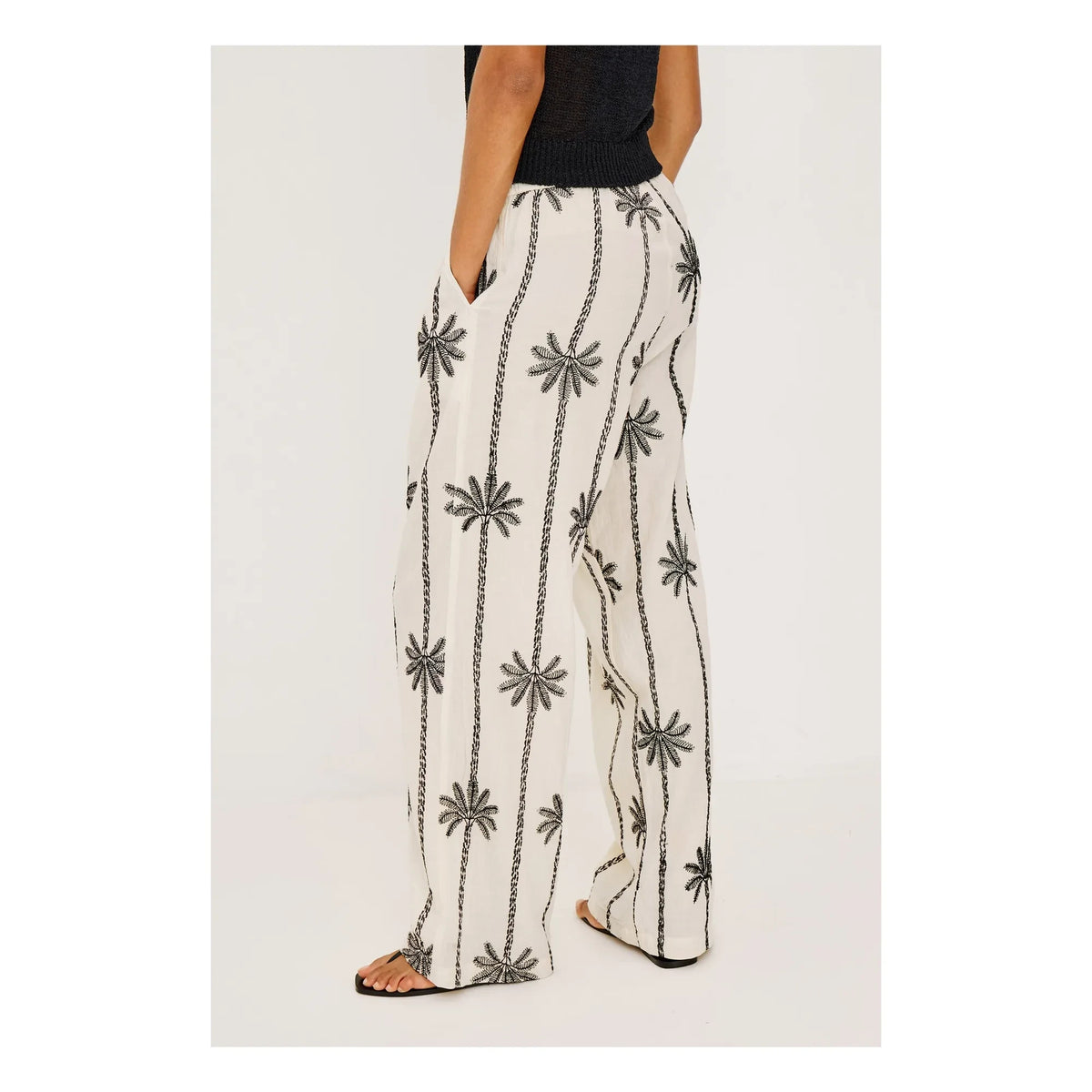 Rails - Emmie Linen Embroidered Pants | White