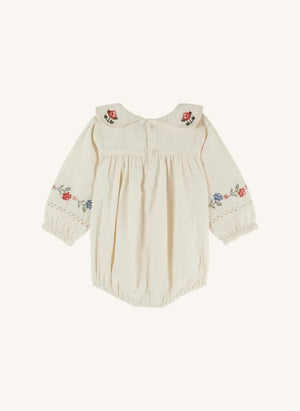 Emile et Ida - Cross-Stitched Romper | Ecru