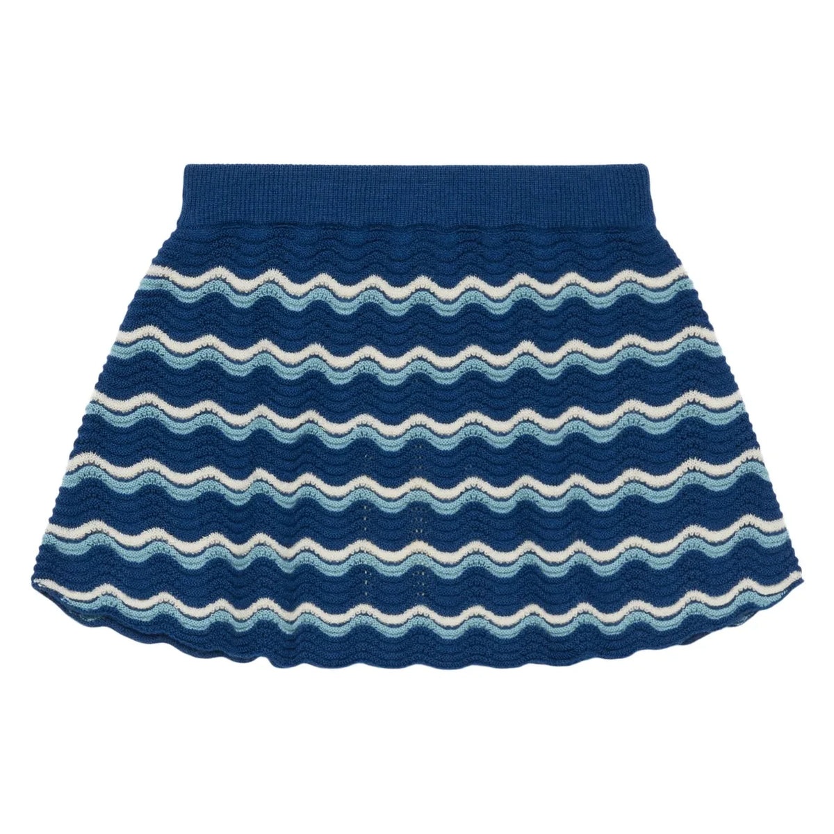 FUB - Merino Wool "Waves" Pointelle Skirt | Blue