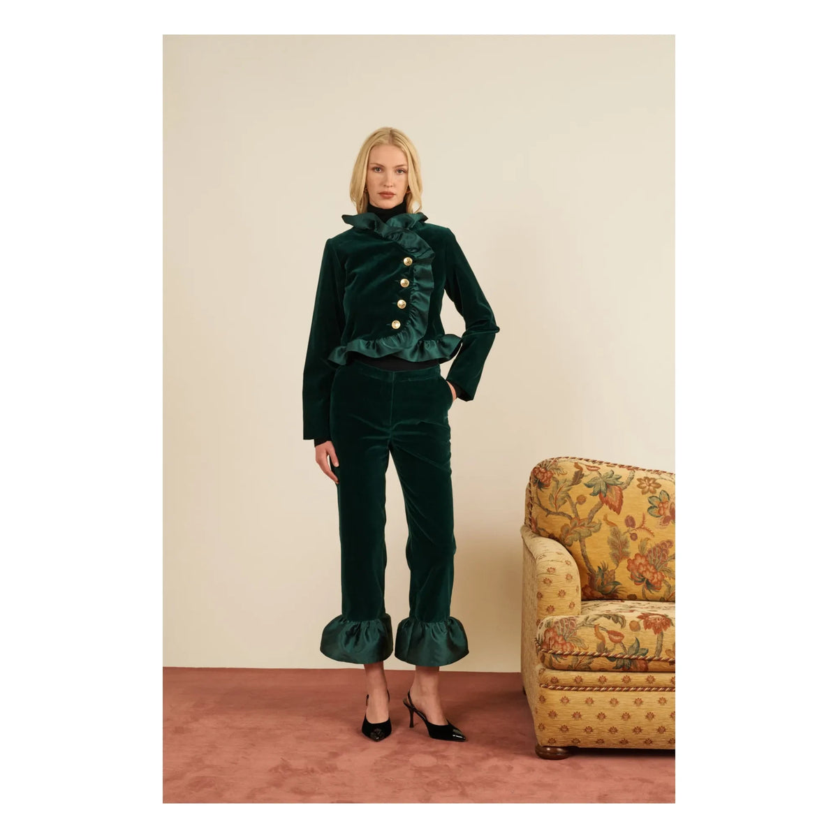 Maria de la Orden - Percy Velvet Wool Pants | Green