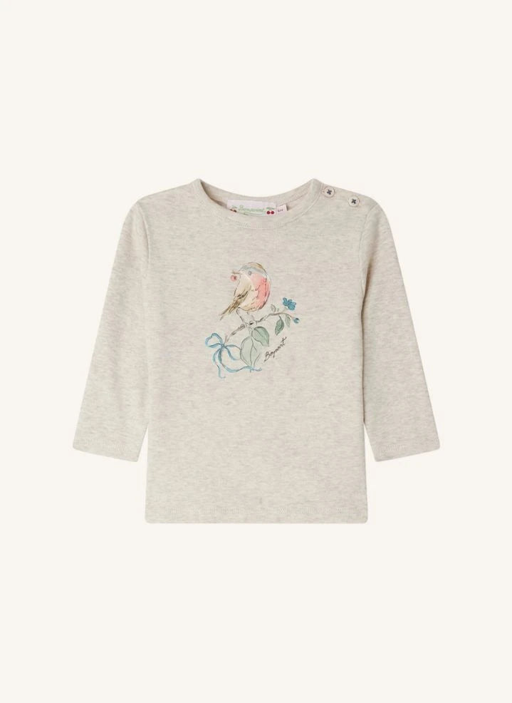 Bonpoint - Tahsina organic cotton ribbed T-shirt | Heather beige