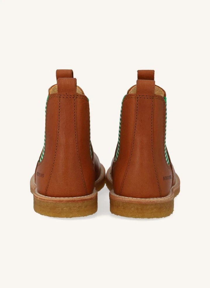 Angulus - Striped Chelsea Boot Laces | Cognac