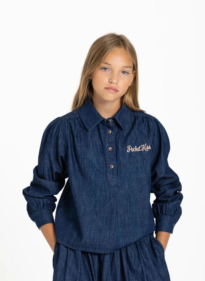 Smallable Kid - Denim Line Blouse | Raw Denim