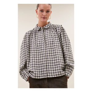 By Bar - Maia Checkered Blouse | Ash Gray