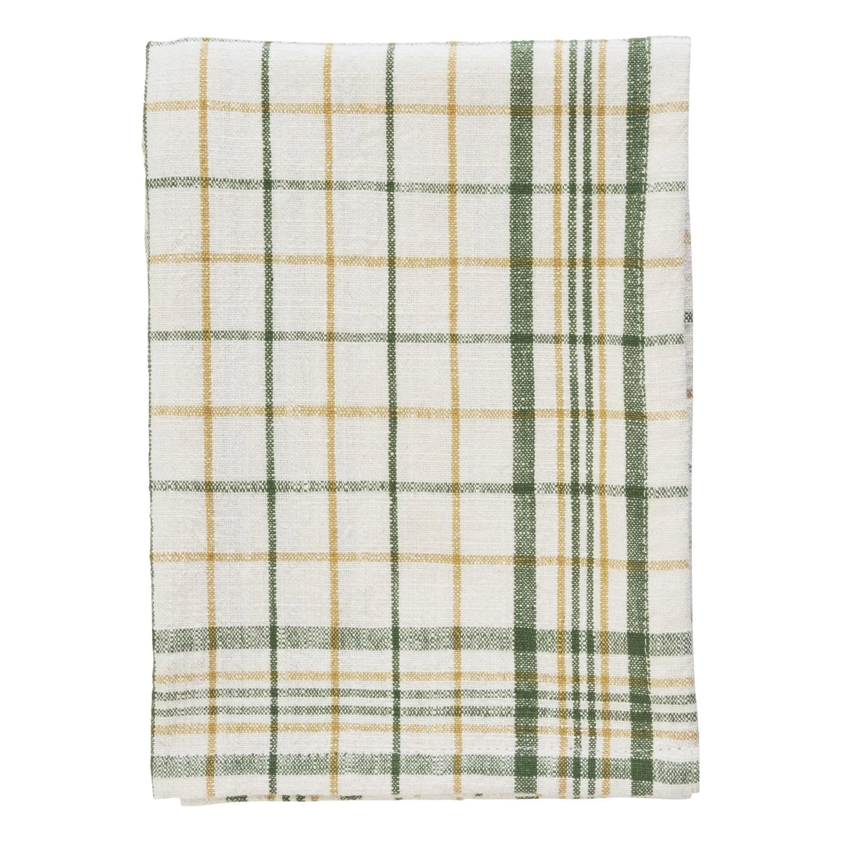 Madame Stoltz - Cotton checkered kitchen towel | Green