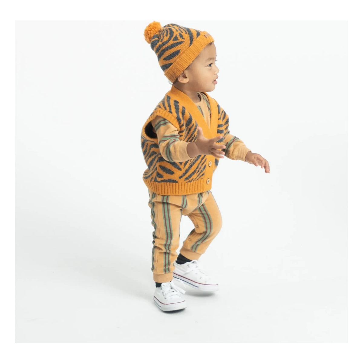 Piupiuchick - Striped Organic Cotton Terry Romper | Yellow