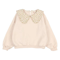 Búho - Organic Cotton Cottage Floral Claudine Collar Sweatshirt | Light Pink