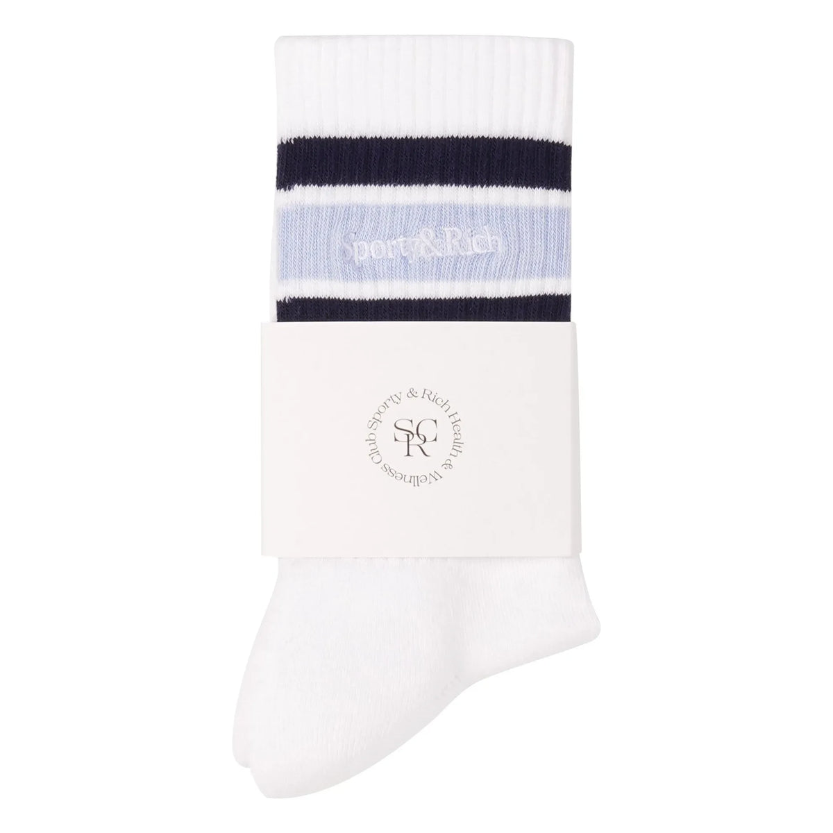 Sporty & Rich - Serif Logo Socks | Light Blue