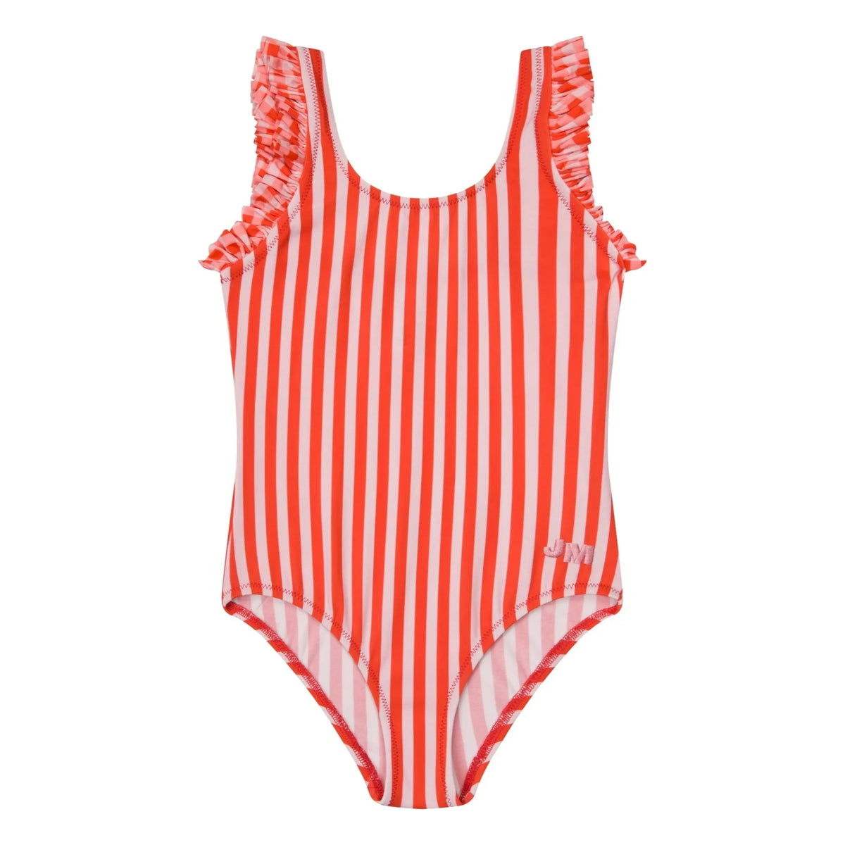 Jera Mini - Striped Ruffled Swimsuit | Red