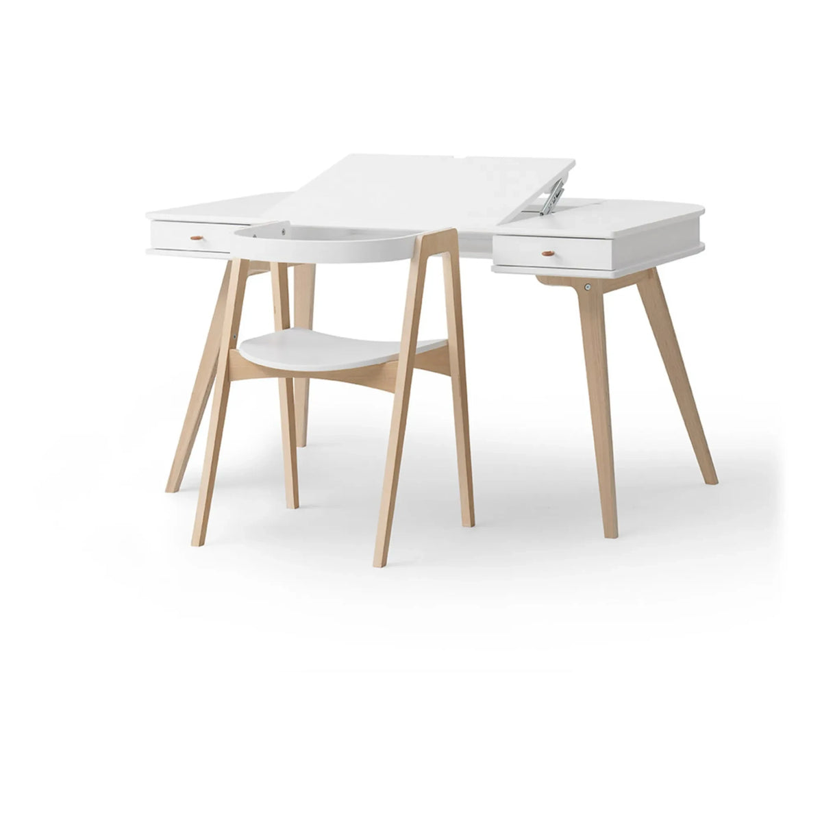 Oliver Furniture - Wooden Table and Chairs, 66 cm | White