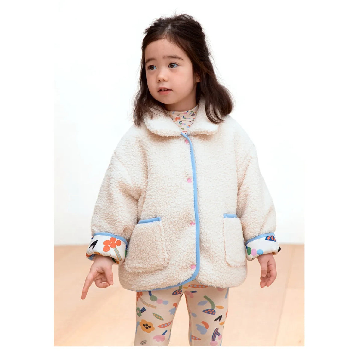 Petit Stella - Reversible Floral Sherpa Jacket | Cream