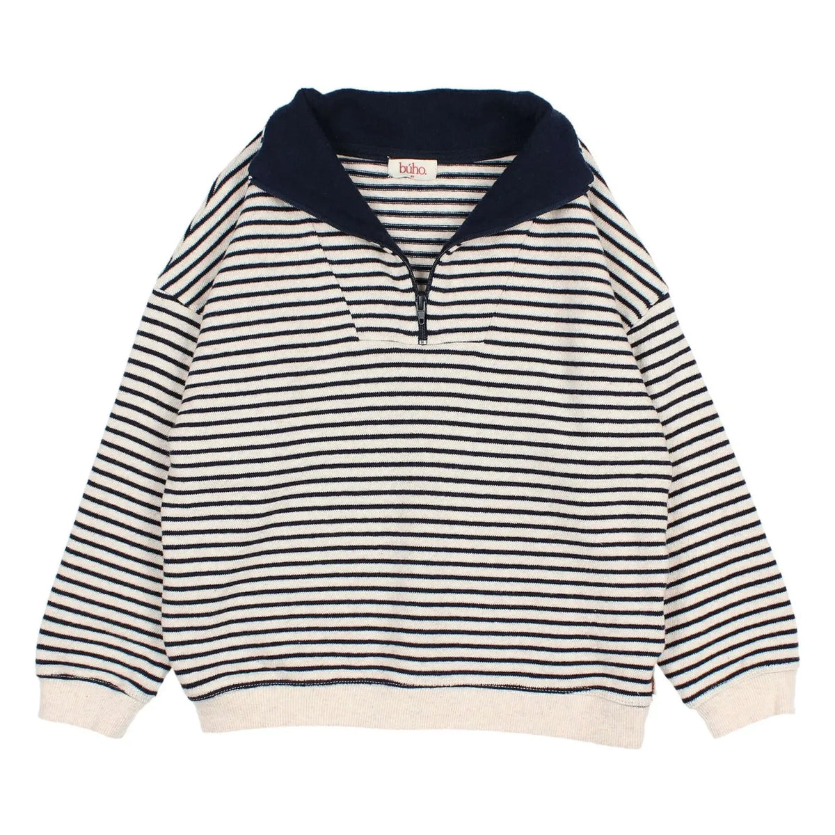 Búho - Striped Trucker Neck Sweater | Dark Blue
