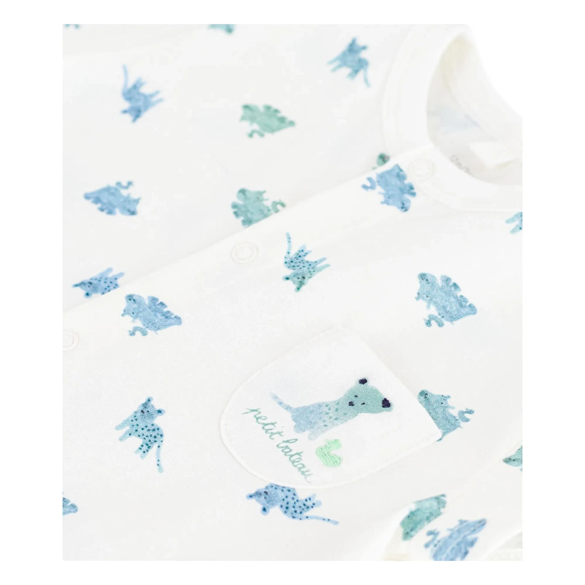 Petit Bateau - Organic Cotton Animal Print Romper | White