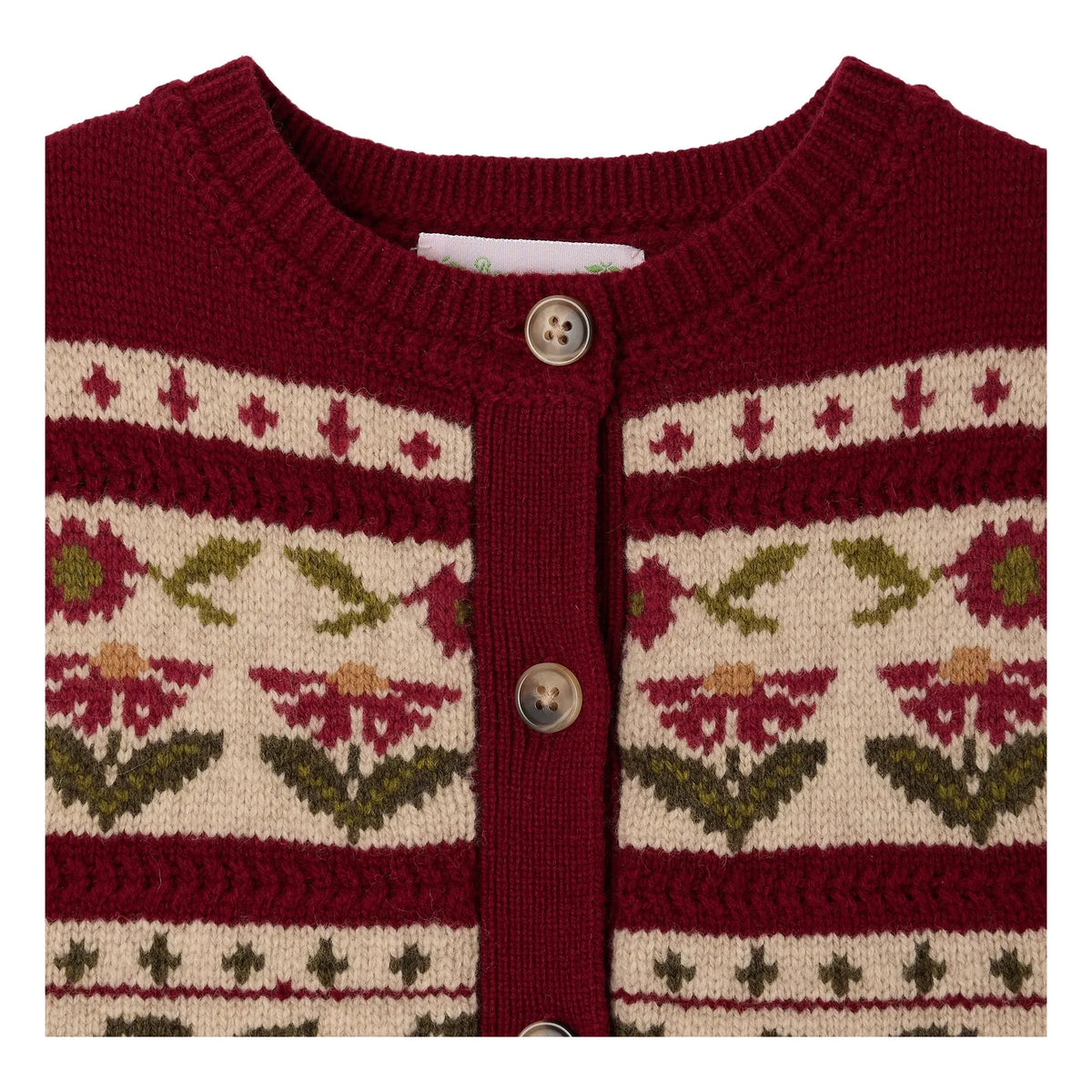 Bonpoint - Meriam Sleeveless Cardigan Wool Flowers | Burgundy