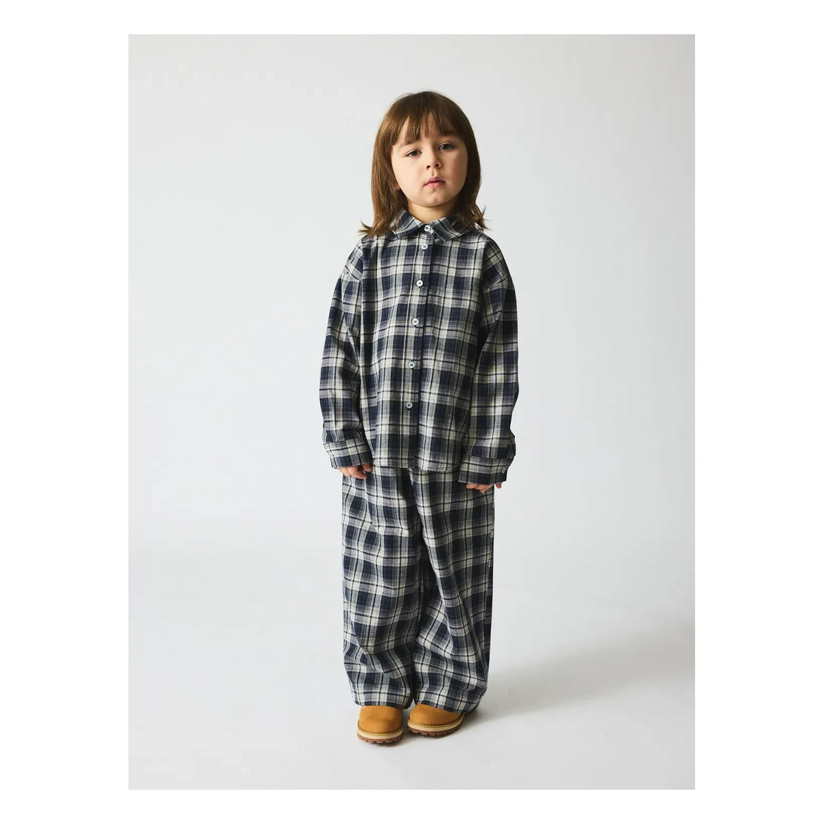 brunobruno nation - Virgil Checkered Organic Cotton Shirt | Navy