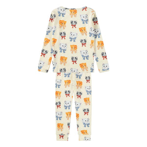Molo - Lue Cats Organic Cotton Pajamas | White - Off-White