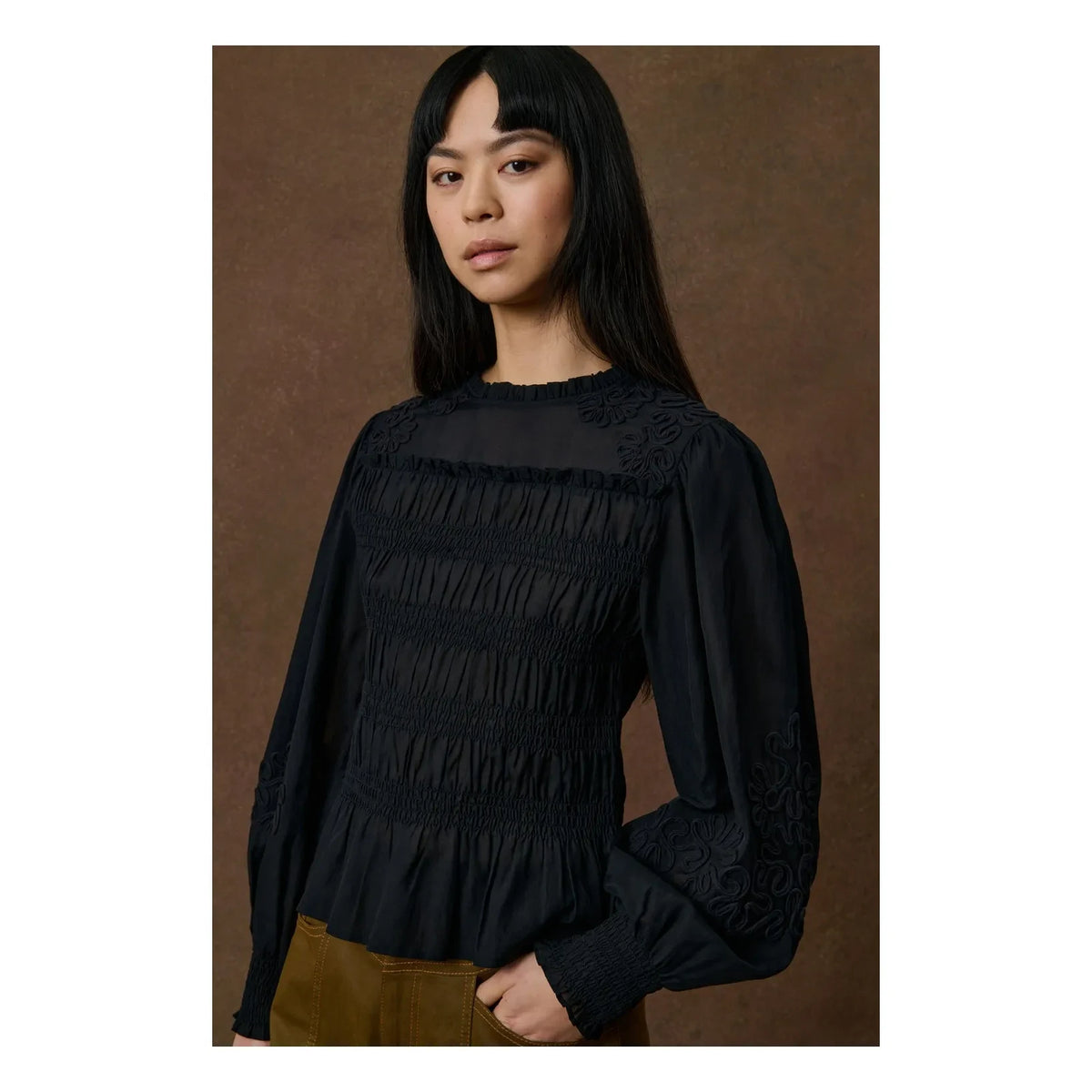 Louise Misha - Haydee Cotton Blouse | Black