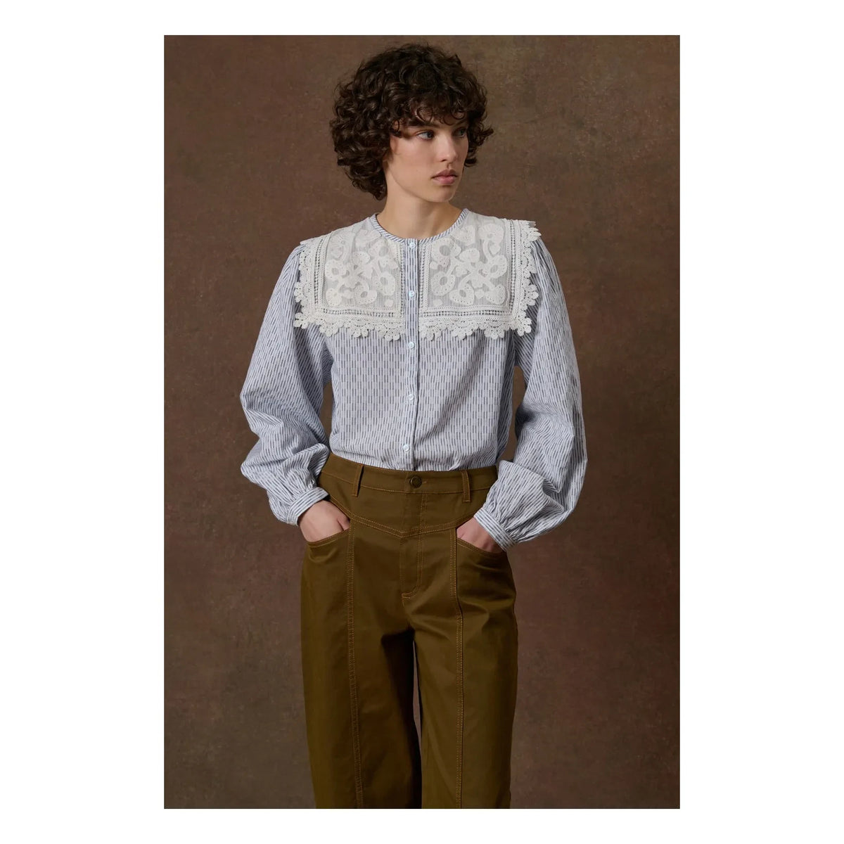Louise Misha - Kitalle Cotton Striped Blouse | Cream