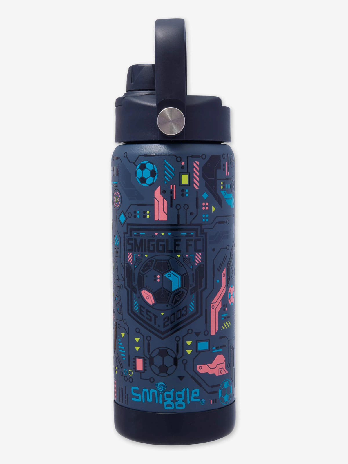 Smiggle - Power Play 550ML Hidden Straw Stainless Steel Bottle