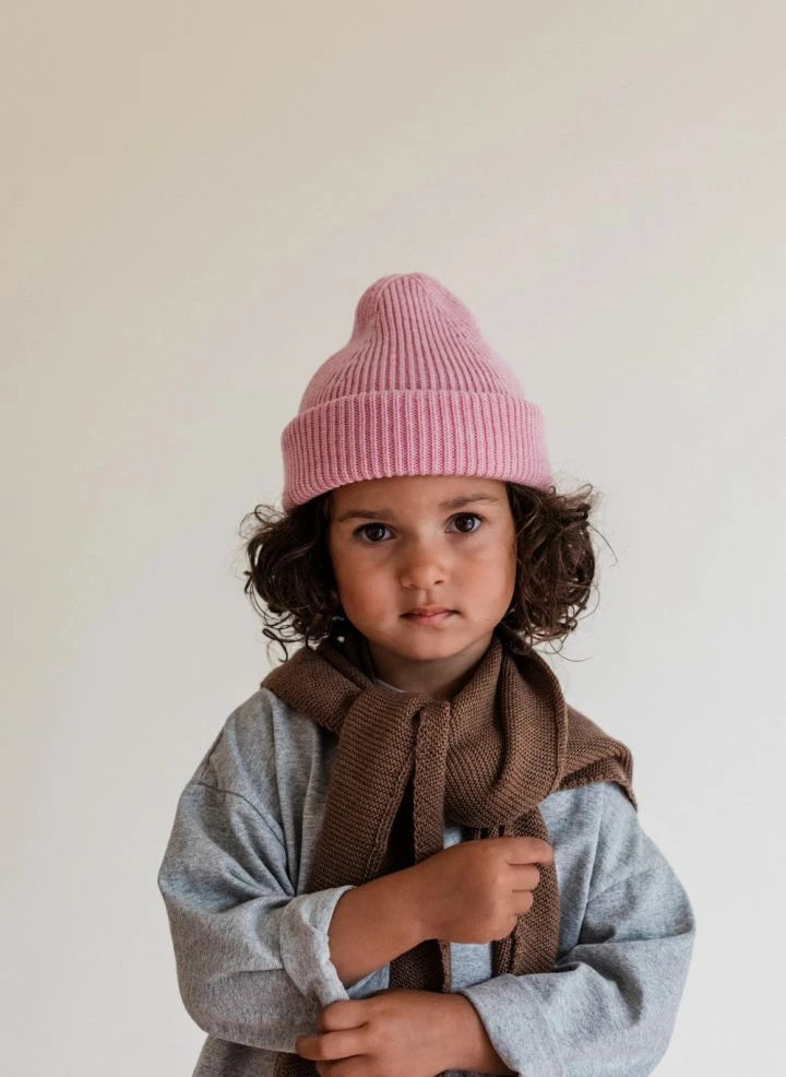 Hvid - Fonzie Merino Wool Beanie | Candy Pink