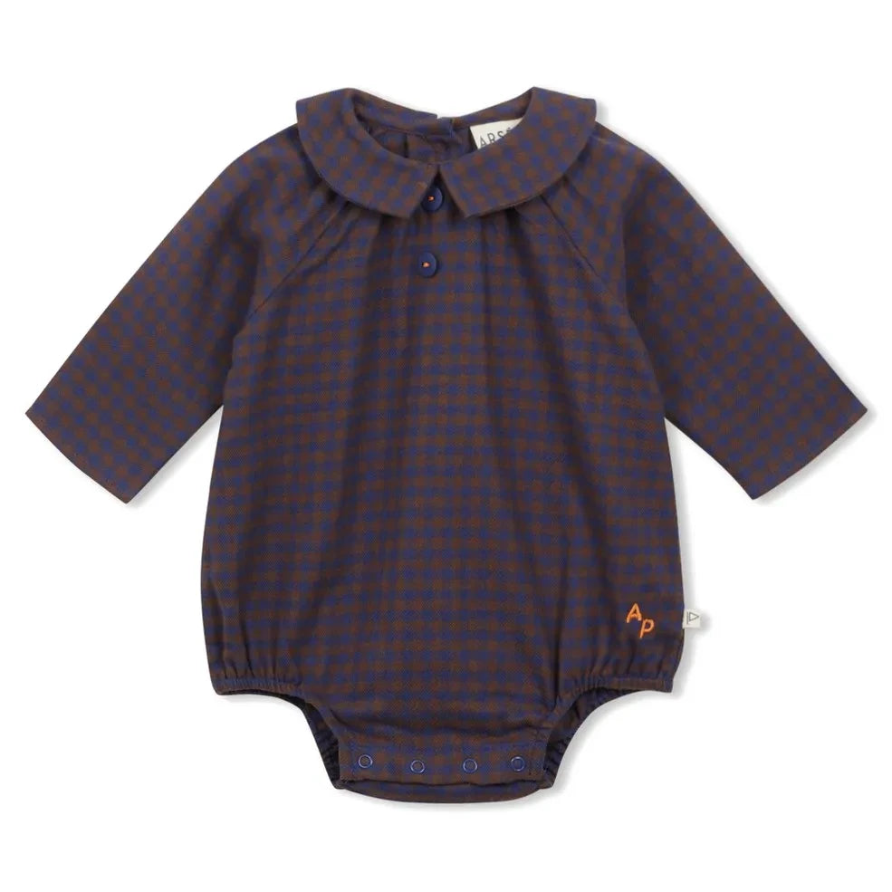 Arsène et Les Pipelettes - Organic Cotton Vichy Romper | Brown