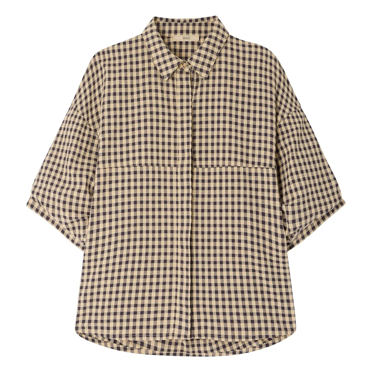 Sessùn - Florentina Cotton Checkered Shirt | Sand