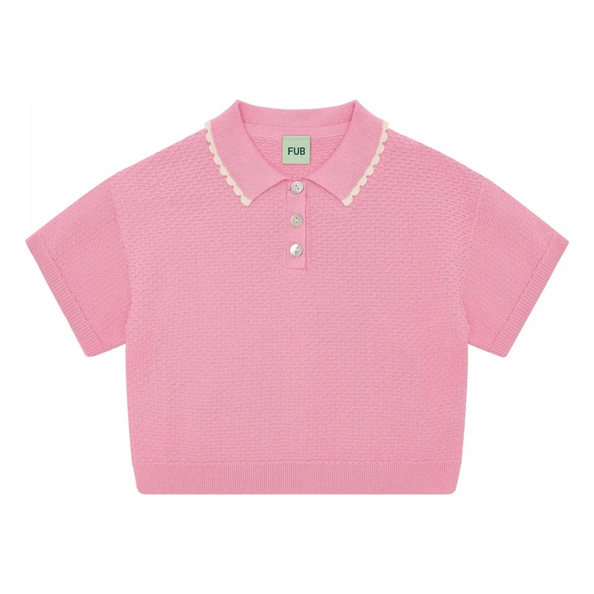FUB - Polo Oversize Fine Pique Knit Organic Cotton | Candy pink