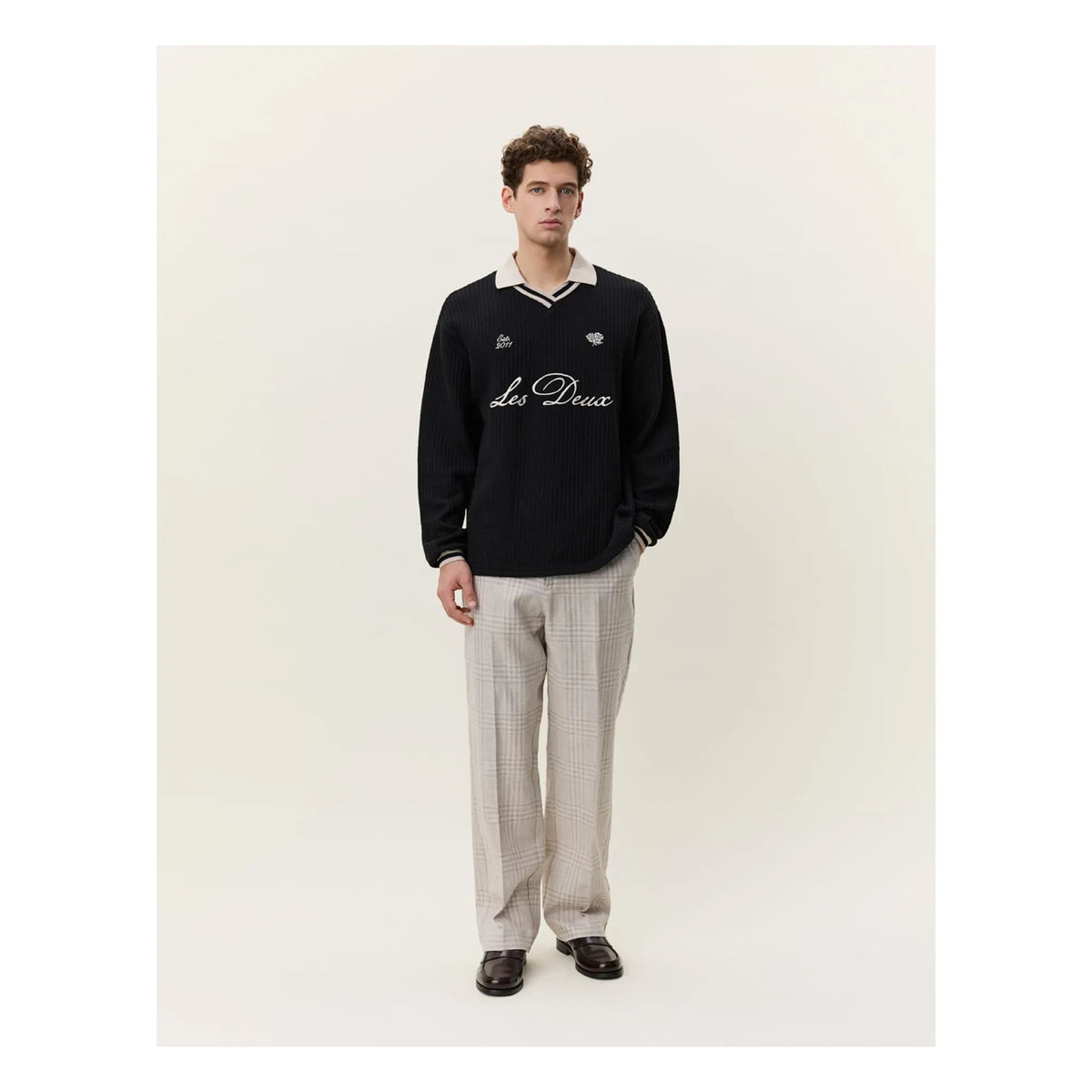 Les Deux - Polo Waffle Football | Black