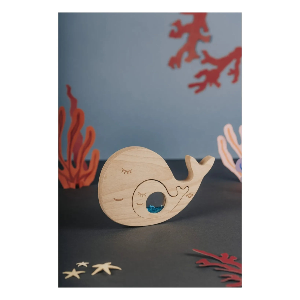 Petit Boum - Sensory Puzzle: Whale and Calf | Blue