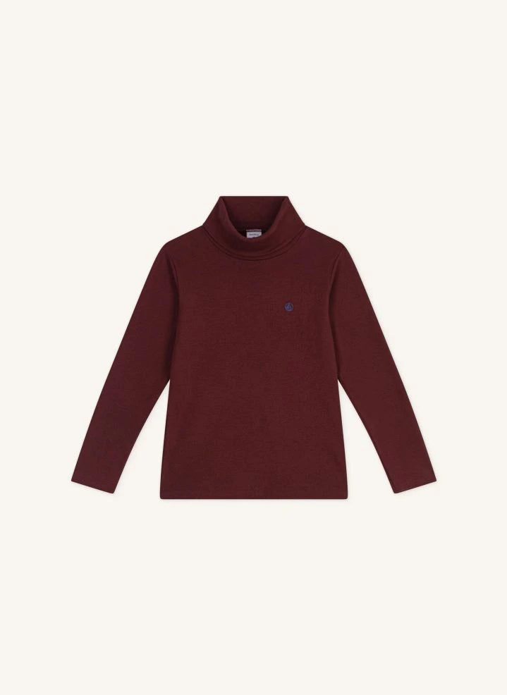 Petit Bateau - Organic cotton logo turtleneck | Burgundy