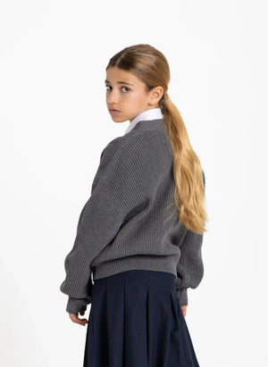 Smallable Kid - Abbey Organic Cotton Cardigan | Grey Mélange