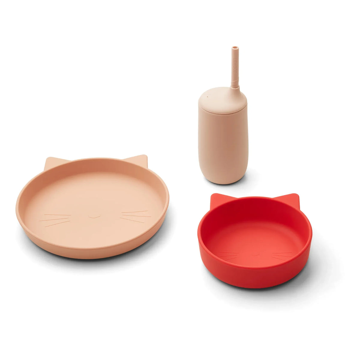 Liewood - Nathan Silicone Plate, Bowl and Sippy Cup Set | Red