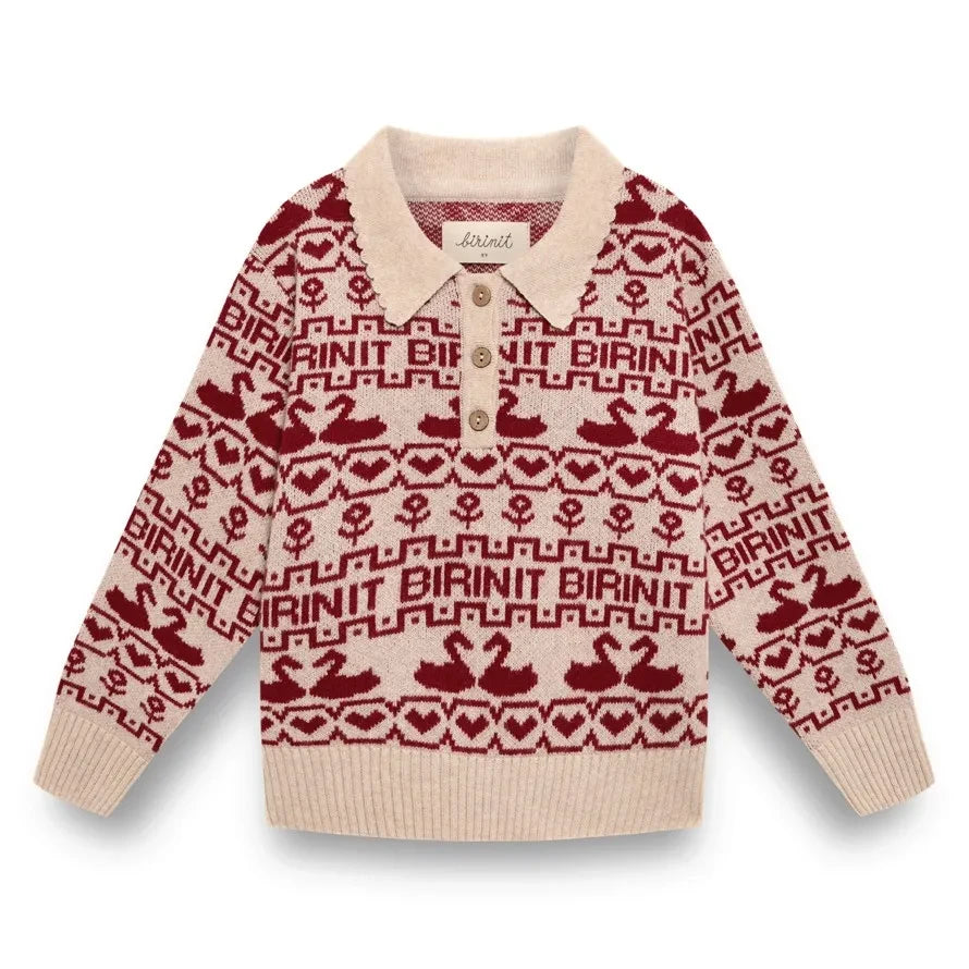 birinit - Duck Polo Neck Sweater Merino Wool | Burgundy