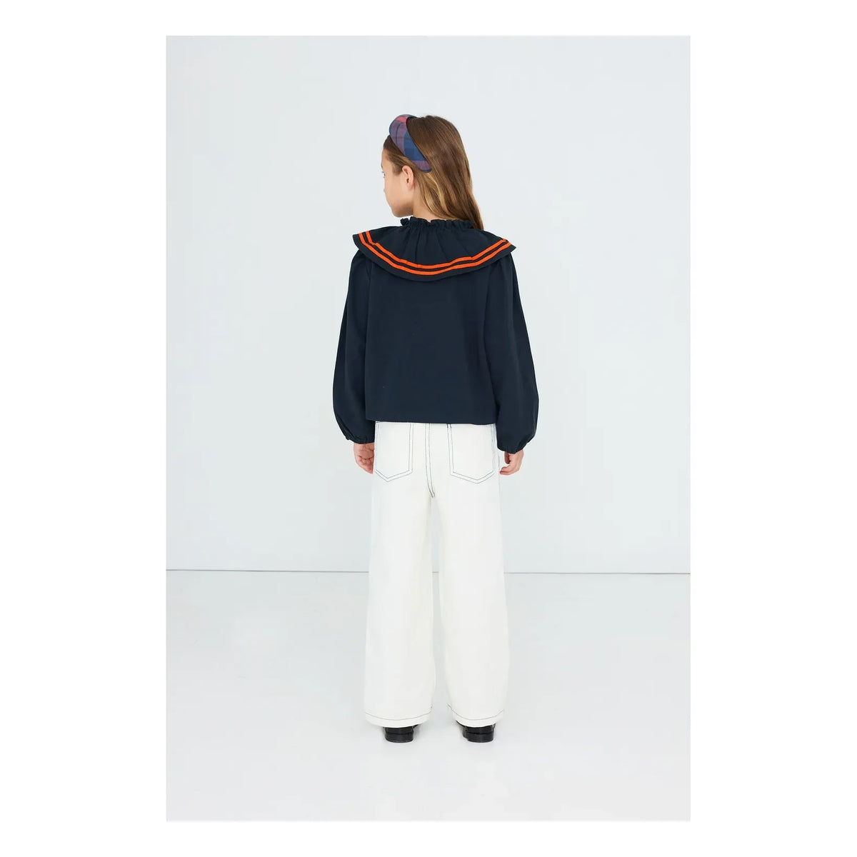 Tinycottons - Striped Collar Blouse | Dark Blue