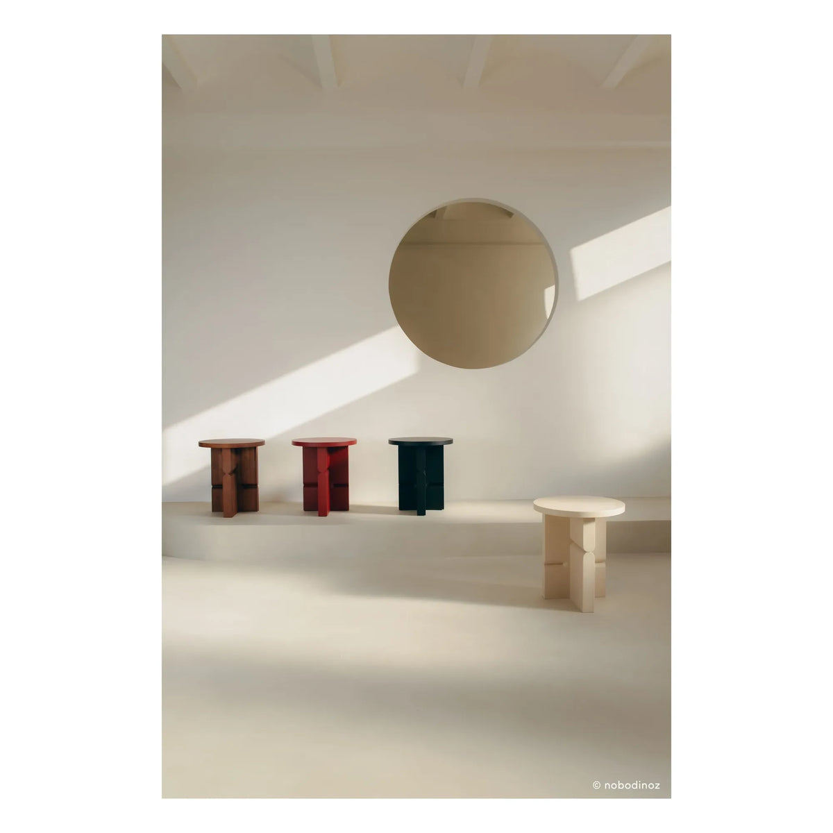Nobodinoz - Apricot Painted Wooden Side Table | Ivory