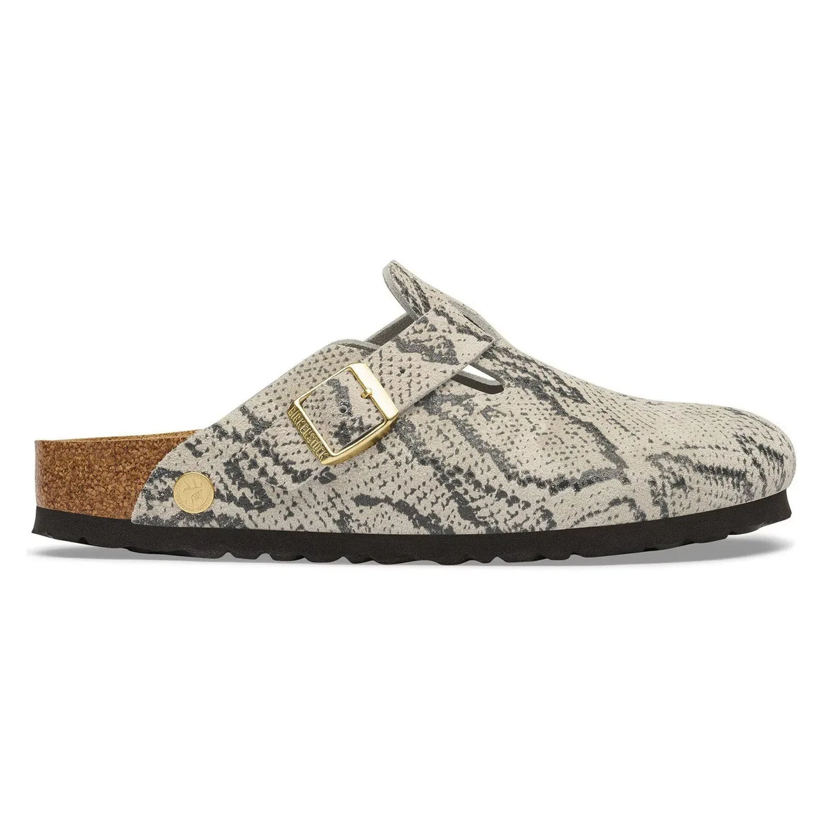 BIRKENSTOCK - Boston Rivet Snakeskin Clog | Light Grey