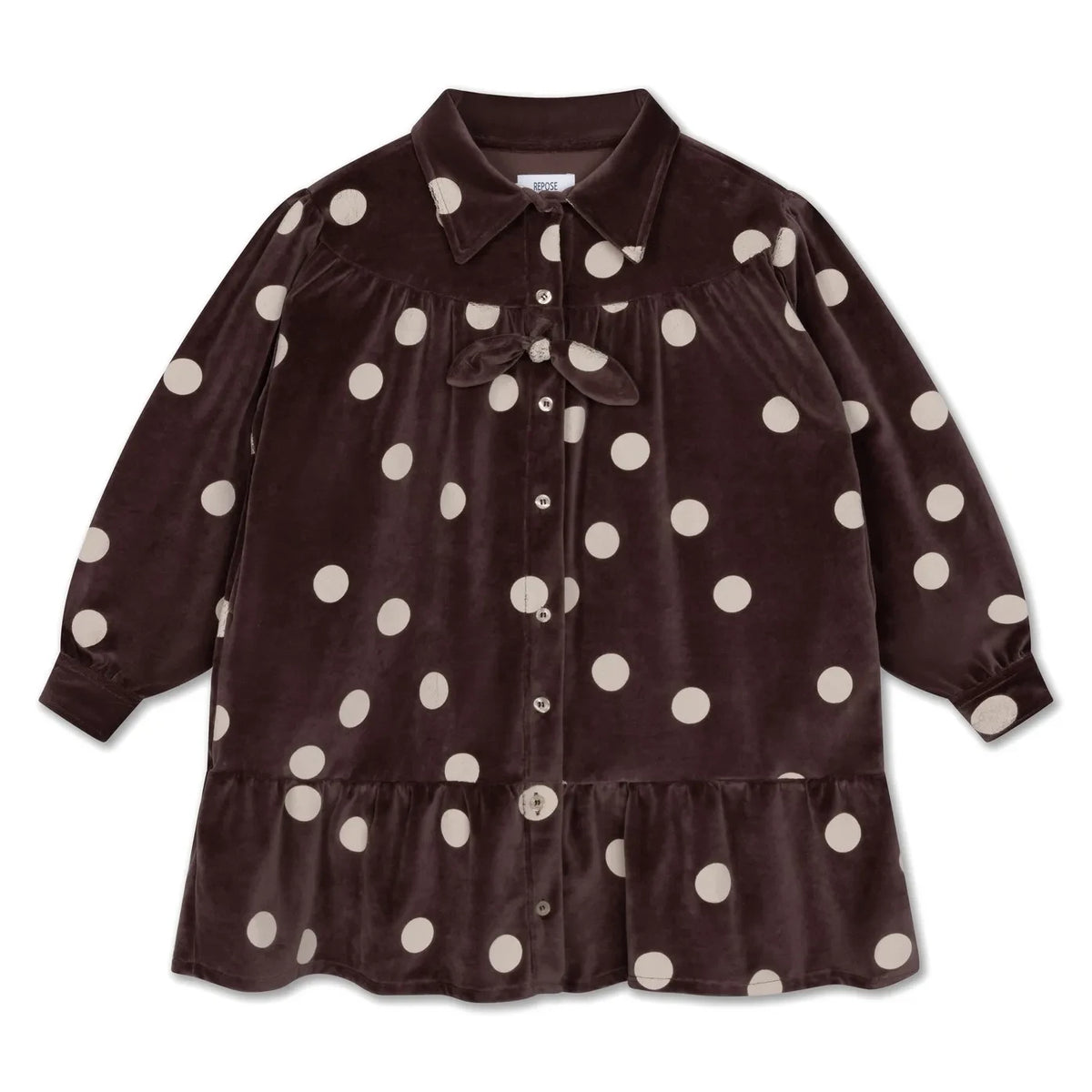 Repose AMS - Organic Cotton Polka Dot Dress | Brown