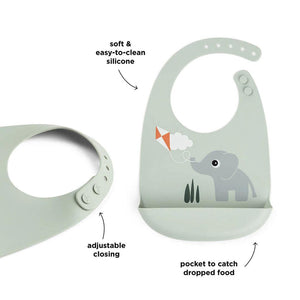 Done by Deer Silicone Bib - Playground Green-Bibs-Playground Green-0+ | Natural Baby Shower