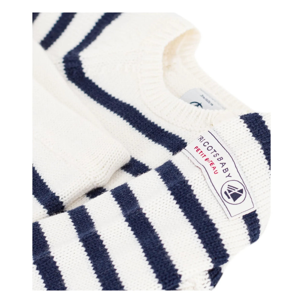 Petit Bateau - Wool Striped Cardigan and Pants Set | White