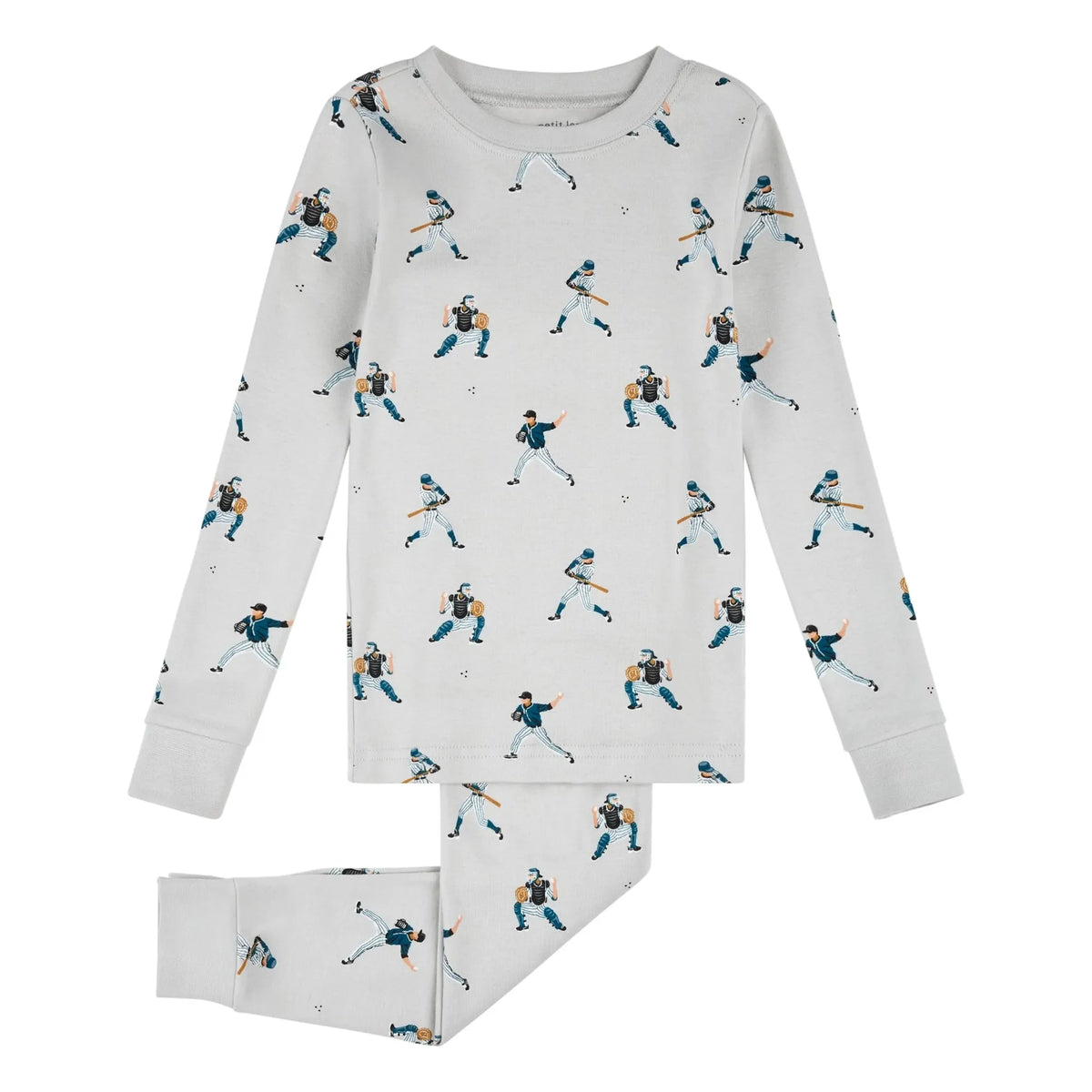 Petit Lem - Organic Cotton Baseball Pajamas | Gray