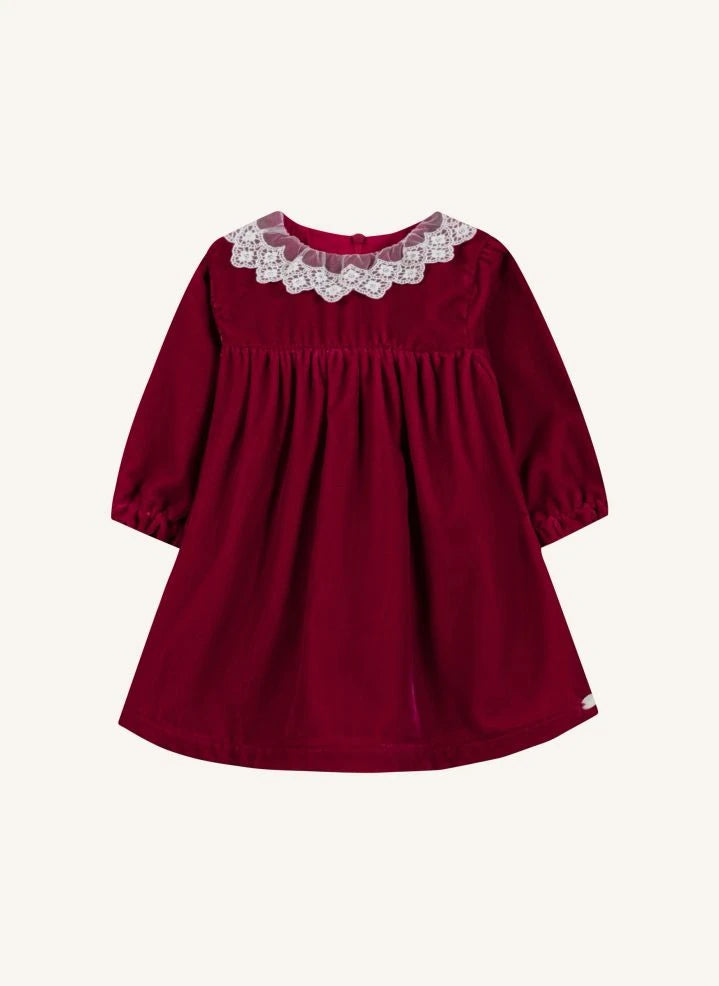 Tartine et Chocolat - Lace-Collared Dress | Cherry Red