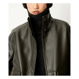 Sessùn - Alvann Leather Jacket | Dark Khaki
