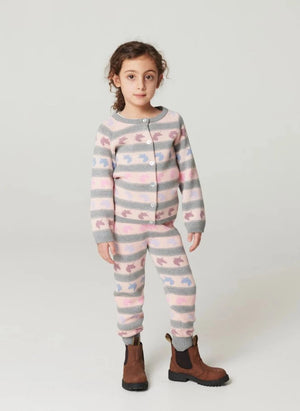 Copenhagen Colors - Organic Cotton Unicorn-Pattern Polo Collar Sweater | Grey