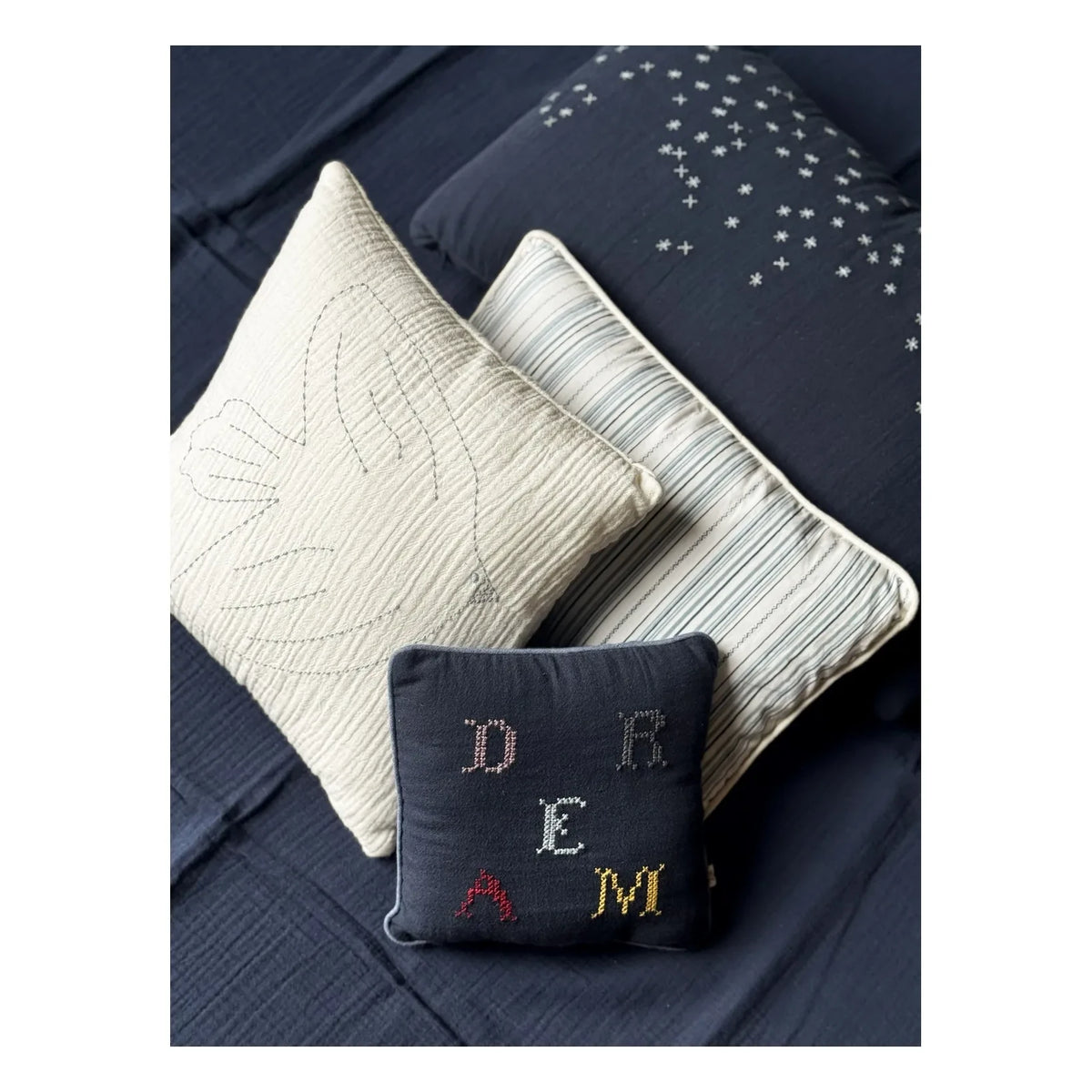 Editions Aimable - Hector Bird Cushion | Ivory Gauze